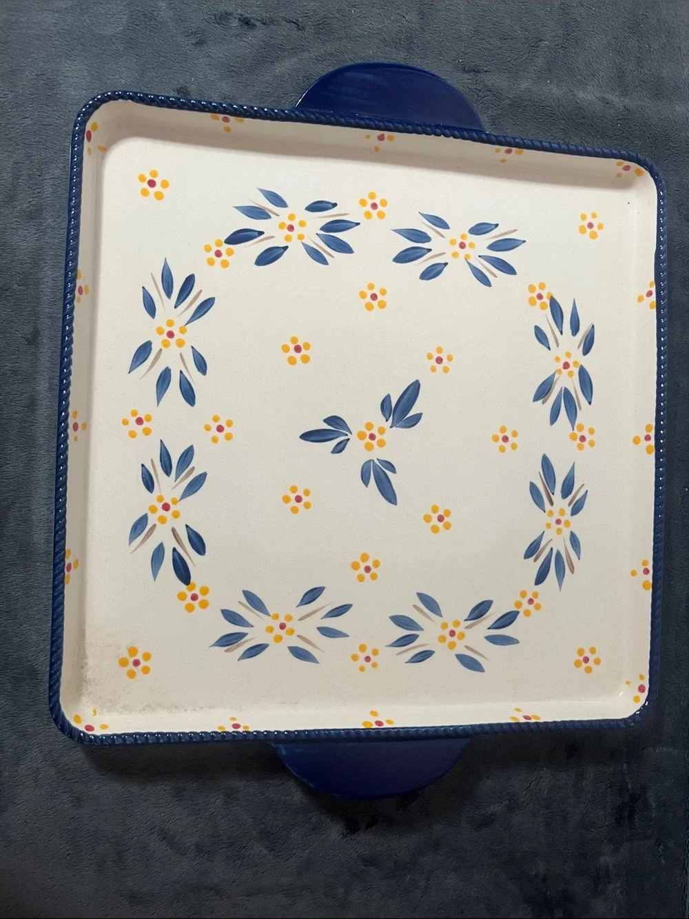 Temptations Temp-Tations Old World Floral Ceramic Serving Tray kitchen bakeware